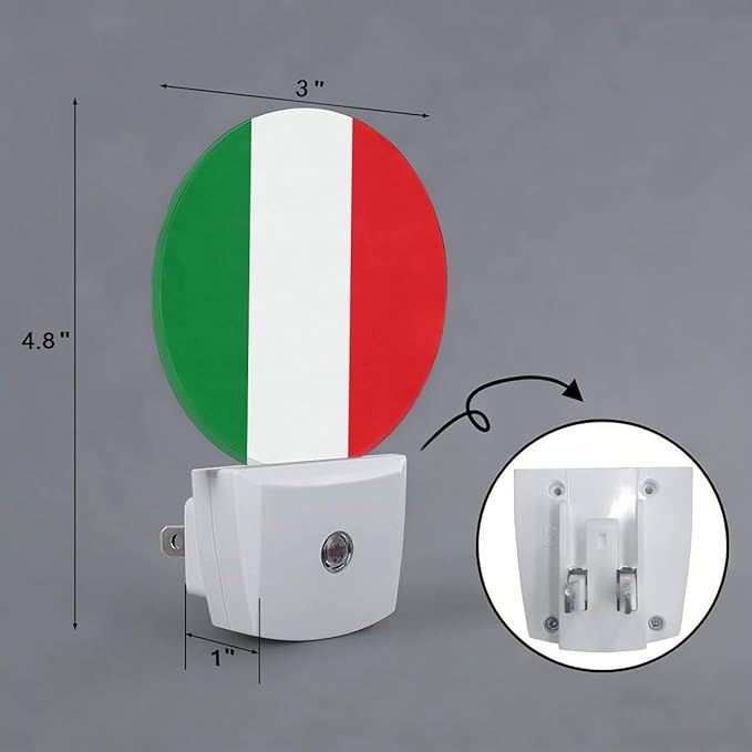 Italy Flag Night Light Auto Sensor Led Dusk to Dawn Lamp Home Decor for Men Women