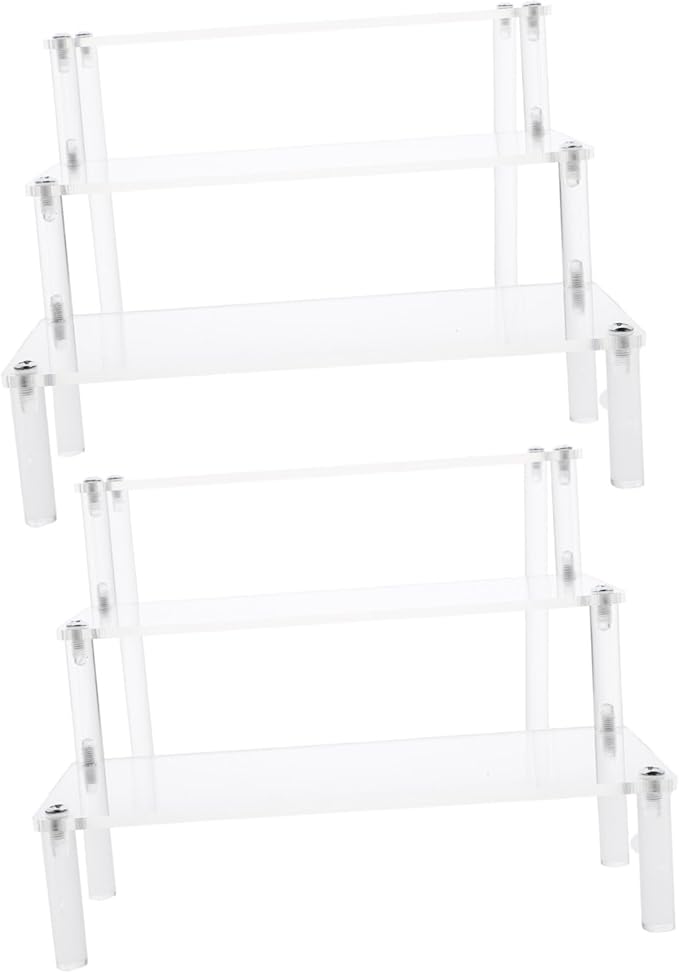2pcs Stable Perfume Display Rack Acrylic Riser Stand Organized Shelf for Makeup Organizer