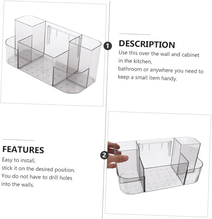 Cabilock 1pc Wall-mounted Makeup Organizer Non-perforated Hanging Cosmetic Storage Box Semitransparent Design for Bathroom Hotel Use Easy Installation Space-saving and Strong Adhesion