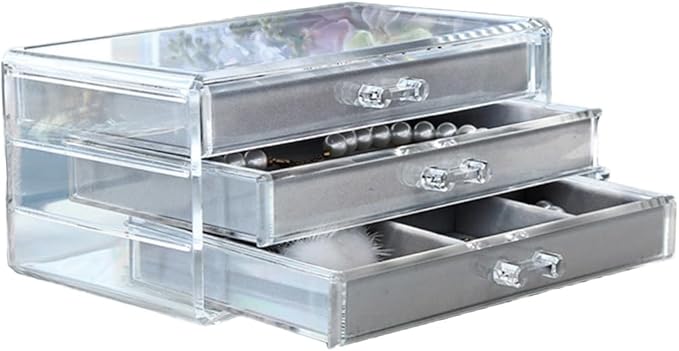Didiseaon Acrylic Jewelry Box Makeup Organizer Earring Cosmetics Storage Space-saving Display Holder