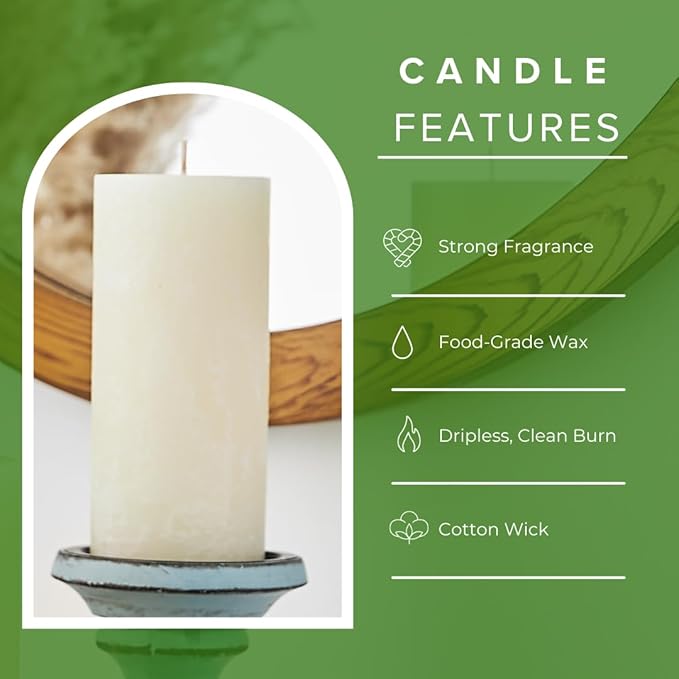 Simply Soson Peppermint Scented Candle Set - 3x6 Ivory Pillar Candles for Home, Aromatherapy, Women