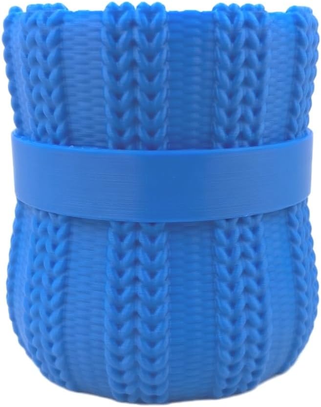 Knitted Bowknot Makeup Brush Holder, Cute Bow Vase, Pen Organizer for Kitchen, Bathroom or Office (Blue)