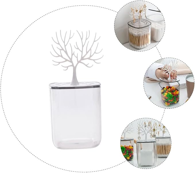 Acrylic Cotton Swab Box Lid Multifunctional Desktop Organizer for Makeup Pads and Jewelry Storage Dustproof and Sturdy for Bathroom and Vanity