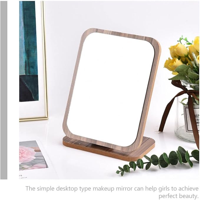 Folding Vanity Makeup Mirror with Stand - Portable Wooden Desktop Mirror for Bathroom & Tabletop - Stylish, Space-Saving Makeup Organizer