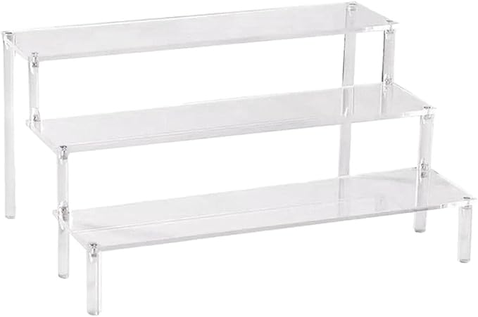 Acrylic Action Figure Display Stand 3 Step Perfume Cupcake Organizer Tray Holder Display Shelf for Makeup Doll - Clear Transparent Toy Model Shelf Risers for - 39.5x27.5x15cm