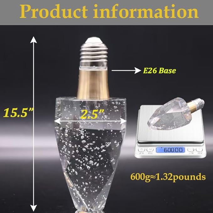 Crystal Decorative LED Light Bulbs 5 Watt(Equivalent 40w),Fancy Unique Pretty Light Bulb E26 Base, Three Color Variable Lightbulbs for Staircase,Bars, Ambience (FP-53, 1PC)