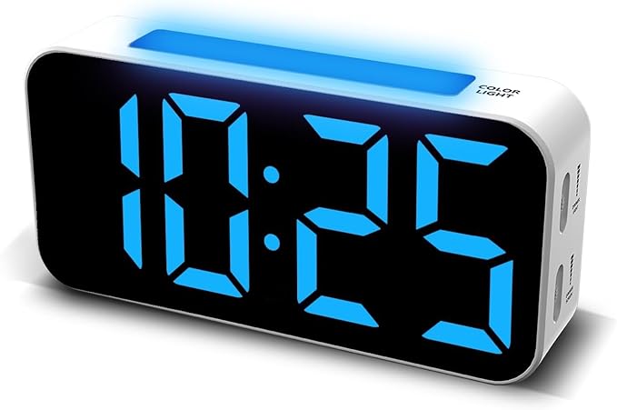 Topski Loud Alarm Clocks for Bedrooms Heavy Sleepers, Digital Clock with Night Light, Large Display, Dual Alarm, Snooze, Dimmable Bedside Alarm Clock for Kids Teens Boys Girls