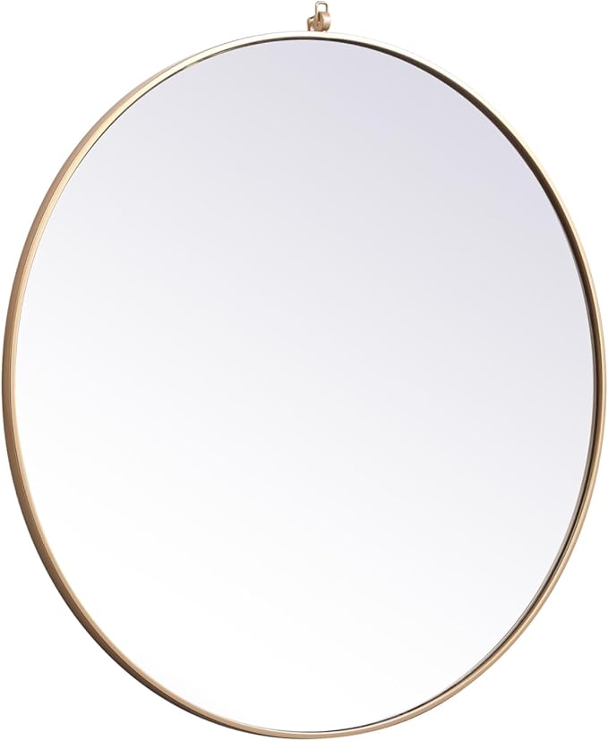 Focus 39x39 Round Wall Mirror, for Bathroom Bedroom Entryway, Brass