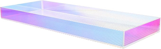 Alipis Acrylic Makeup Organizer Tray for Vanity and Dresser Small Colorful Striped Cosmetic Storage Tray with Perfume Holder for Bathroom and Home Use