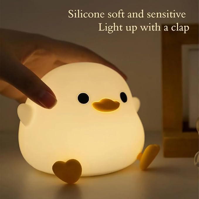 IFTHFOUR DoDo Duck Night Light, LED Cute Silicone Dimmable Nursery Lamp, Touch Sensor Lamp, RGB & Warm White Light for Kids, Bedrooms, Dorm Decor, and Gift Ideas(Battery)