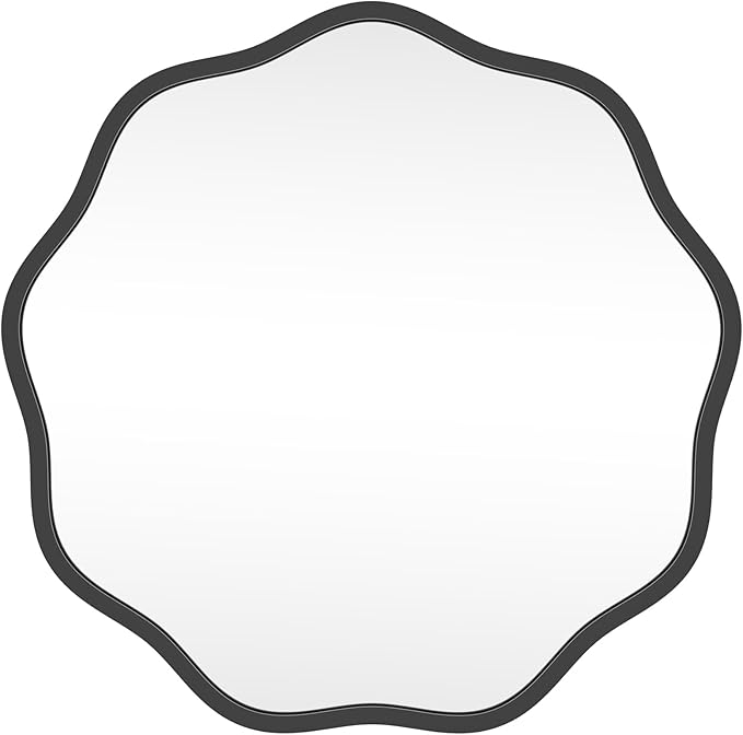 HOMECOOKIN 20 Inch Wavy Round Wall Mirror, Round Wavy Wall Mirror with Aluminum Frame for Bathroom Upgrades, Hotels, Dressing Tables,Farmhouses
