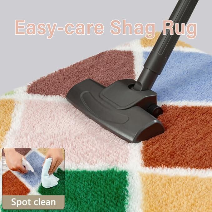 PureCozy 5x8 Checkered Rug for Bedroom Colorful Modern Soft Area Rug Fluffy Non-Slip Carpet for Living Room Playroom Home Aesthetic Decor