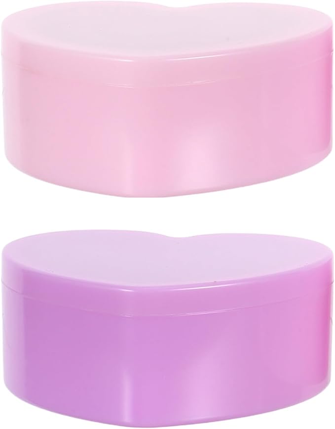 2pcs Heart-shaped Jewelry Box with Double-layer Makeup Mirror, Plastic Trinket Organizer for Teen, Cute Pink and Purple Storage Case for Hair Accessories