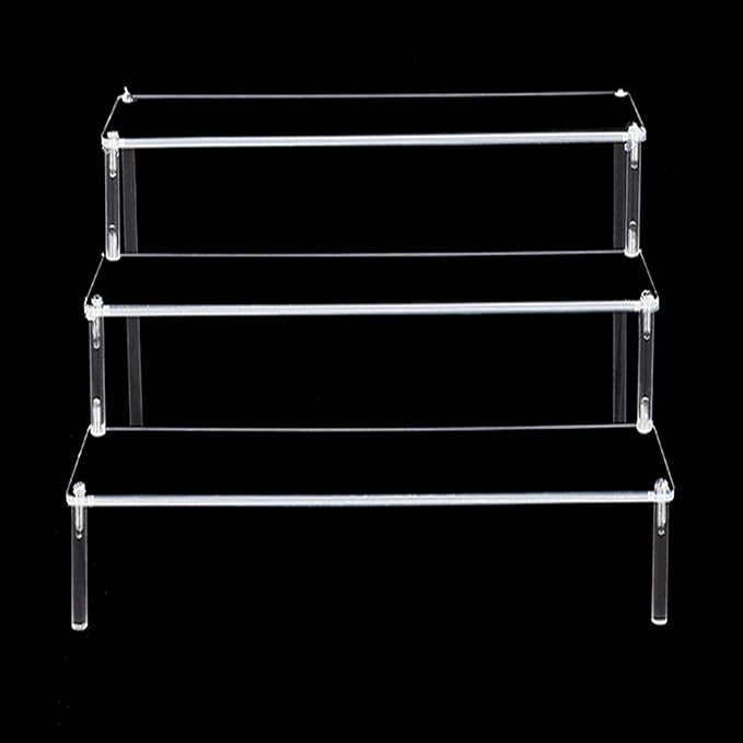 Acrylic Action Figure Display Stand 3 Step Perfume Cupcake Organizer Tray Holder Display Shelf for Makeup Doll - Clear Transparent Toy Model Shelf Risers for - 29.5x27.5x15cm