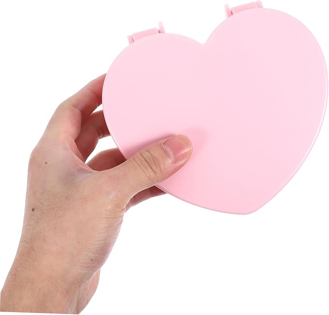 2pcs Heart Shaped Jewelry Organizer Makeup Mirror Dual-layer Decorative Box for Earrings and Bracelets Girls Women and Special Occasions