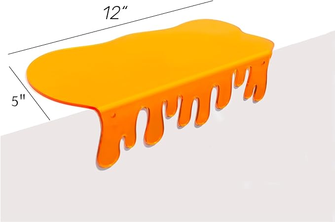 SetGame 2-Pack Acrylic Small Wall Shelves - 12 Inch Floating Shelf for Walls, Home Wall Display Ledges for Storage, Room Décor, Small Album & Items Organizer Display Dripping Wall Decor