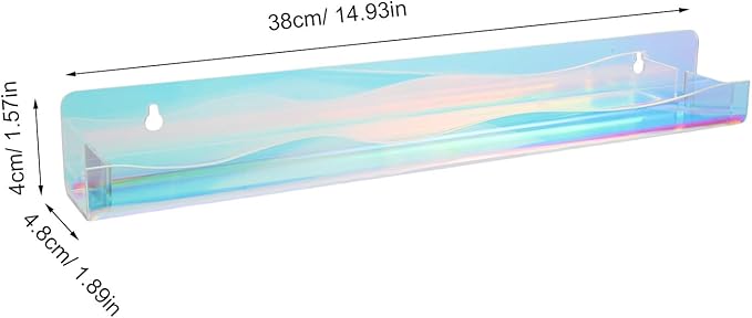 2pcs Iridescent Nail Polish Rack Wall Mounted Organizer Acrylic Floating Shelves - Display Stand for Skincare Perfume Paint Essential Oils Makeup