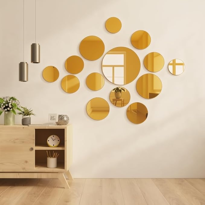 Set of 10 Round Mirrors for Centerpieces, 12 Inch Gold Acrylic Mirrors Candle Plate Circle Mirror Trays for Wedding Party Home Mirror Centerpieces for Table
