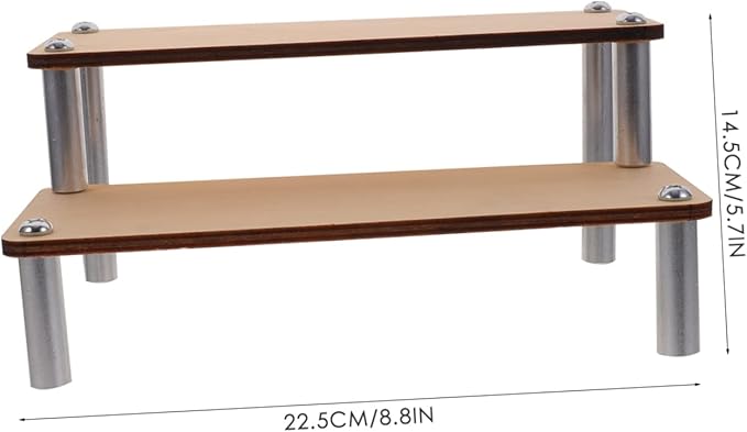PRETYZOOM Wooden Riser Display Shelf Makeup Organizer Vanity Holder for Lipstick Toys Jewelry