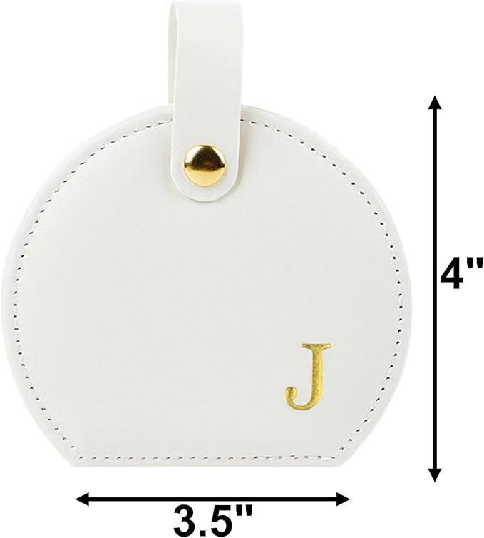 Travel Jewelry Case,Personalized Jewelry Box,Elegant Half-Moon Design with Personalized Golden Initial Case,Personalized Gifts for Women,Jewelry organizer;Personalized Gifts for Women or Friends(J)