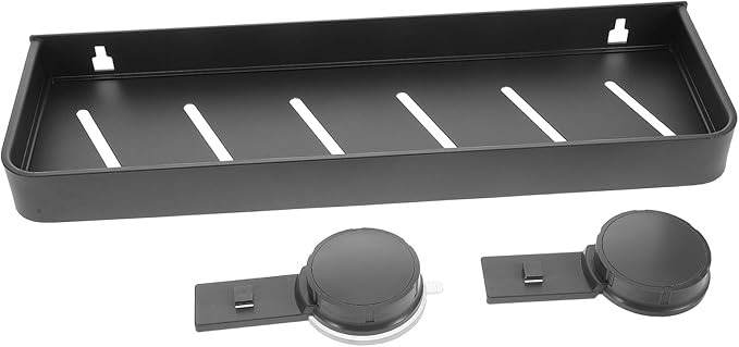 PRETYZOOM No Drill Bathroom Wall Organizer Shelf with Strong Suction Cups for Toiletries and Makeup Gray Suction Storage Rack Compatible with Glass and Tiles Easy Installation for Bathroom