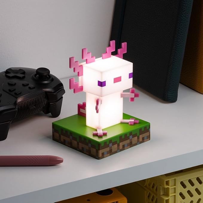 Minecraft Officially Licensed Axolotl Free Standing Desk Light, Gaming Room Decor and Merchandise for Boys and Girls, Nightlight Gift Accessory for Playroom and Bedroom | Paladone