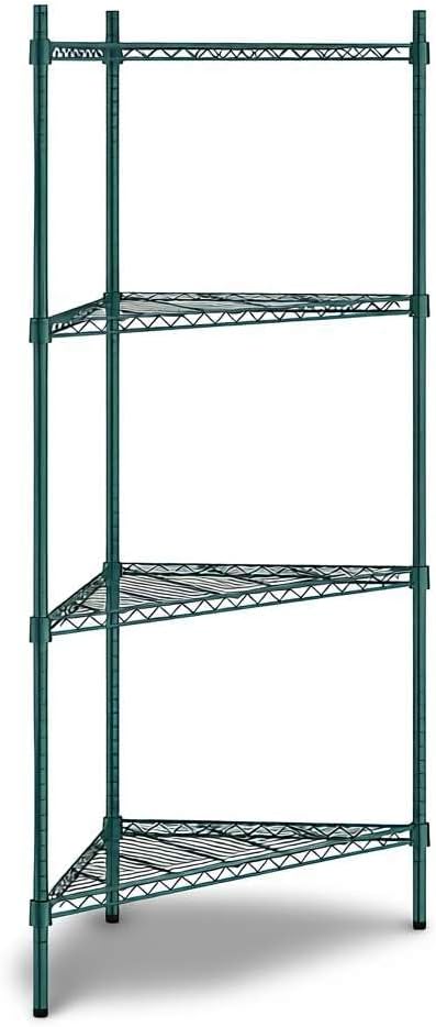 33" W x 24" D x 64" H NSF Green Triangle Heavy Duty Corner Shelving Kit, 4-Shelf Adjustable Wire Rack