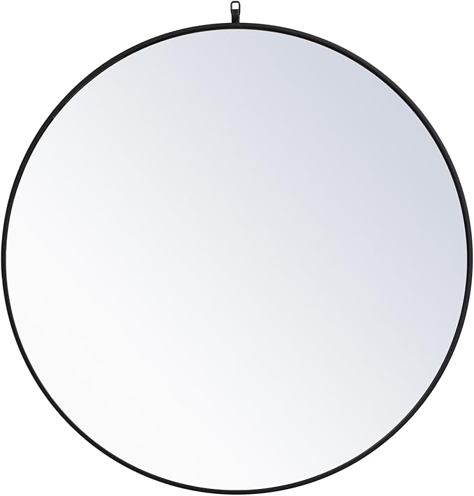 Focus 39x39 Round Wall Mirror, for Bathroom Bedroom Entryway, Black
