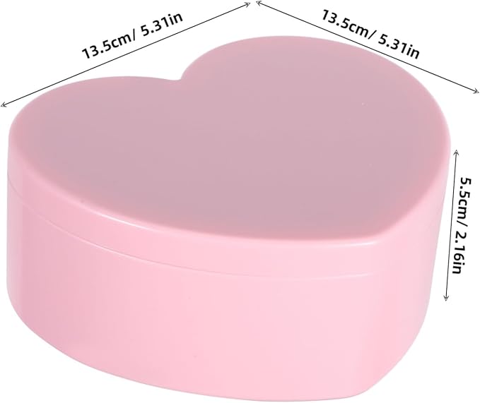 GALPADA Double Layer Heart Shaped Jewelry Box with Makeup Mirror Portable Necklace and Earrings Storage Case for Pink Trinket Organizer for Tabletop Use