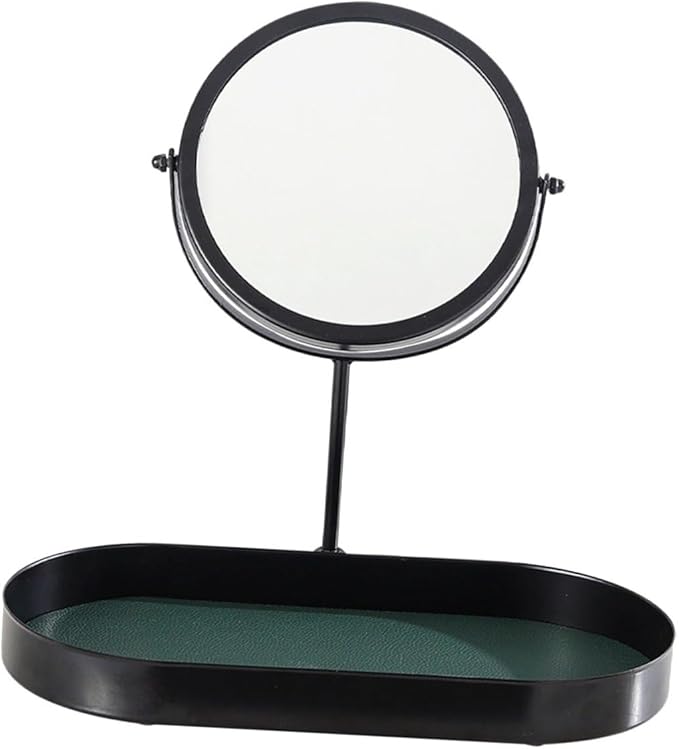 Cabilock Makeup Mirror for Home with Storage Plate 1pcs Black Wear-Resistant Vanity Mirror Indoor Cosmetics Organizer for Women Bedroom Dressing Table