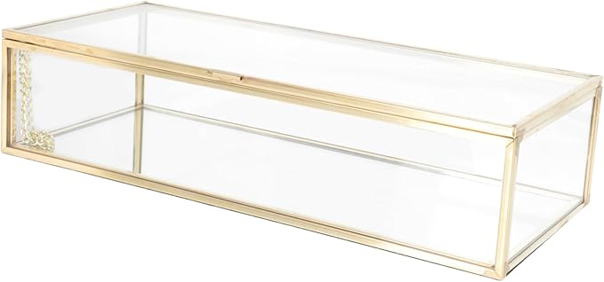 Levemolo 1Pc Elegant Jewelry Box Storage Case Versatile Glass Cosmetic Organizer for Lipstick and Jewelry for Weddings and Special Occasions