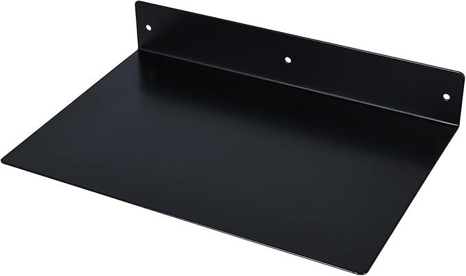 RealPlus Metal Floating Shelf Wall Mounted (12 inch x 8 inch) Heavy Duty Steel Display Shelves, Black