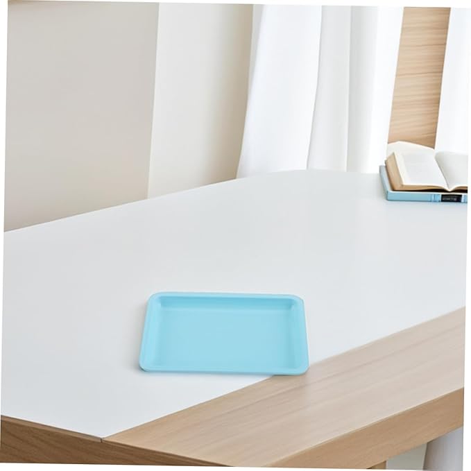 Ipetboom 2pcs Blue Stainless Steel Makeup Organizer Tray Decorative Jewelry Dish for Vanity Small Trinket Storage Plate for Home Easy to Clean Metal Serving Tray