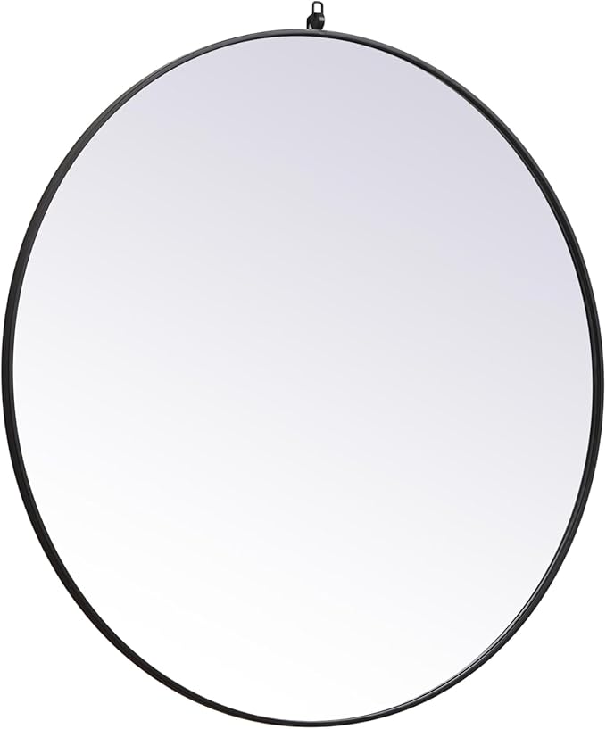 Focus 45x45 Round Wall Mirror, for Bathroom Bedroom Entryway, Black