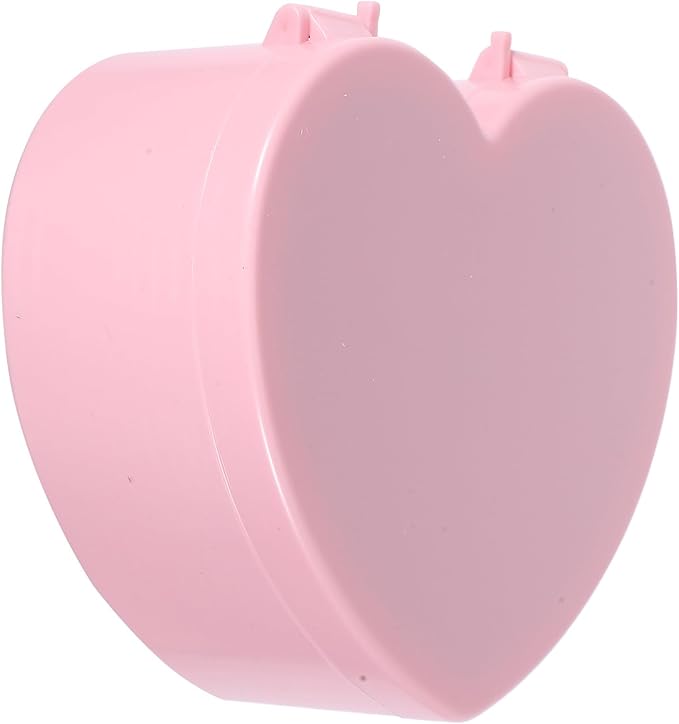 OSALADI Heart Shape Jewelry Storage Box Double Layered Pink Ring Organizer with Makeup Mirror for Desktop Jewelry Box