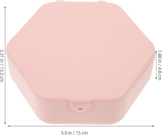 Abaodam Pink Hexagonal Jewelry Storage Box with Mirror, Portable Mini Travel Organizer for Earrings, Necklaces, Rings – Compact Makeup and Accessory Case and Women