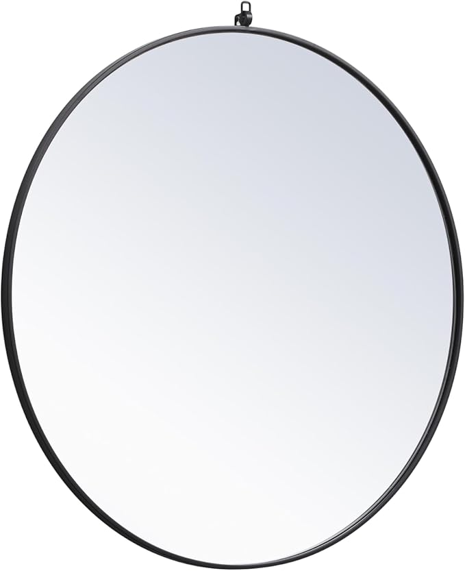 Focus 39x39 Round Wall Mirror, for Bathroom Bedroom Entryway, Black