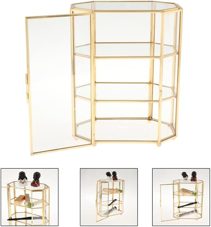 3 Tier Glass Jewellery Box Makeup Organizer Jewelry Box Multifunctional Display Case for Dressing Table Decoration Storage
