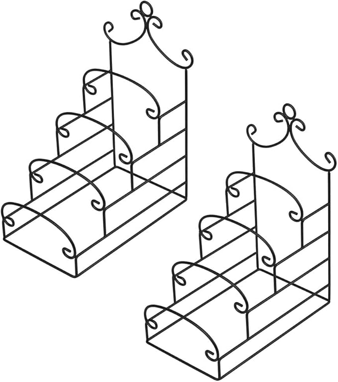 Artliving 4-Tier Metal Scrollwork Dish Rack Plate Rack Display Stand Holder Cabinet Organizer Set of 2