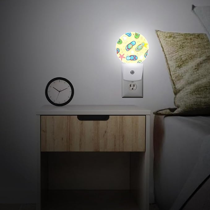 Beach Flip-Flops Night Light Plug-in Sleep Lamp Led Dusk to Dawn Night Light for Bedroom