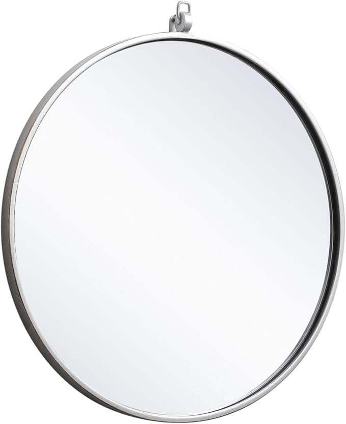 Focus 21x21 Round Wall Mirror, for Bathroom Bedroom Entryway, Silver