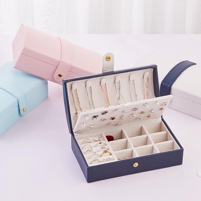 Pu Earring Jewelry Box Double Layer Storage Organizer Large Capacity Travel Small Ring Multifunctional Makeup Organizer Lipstick