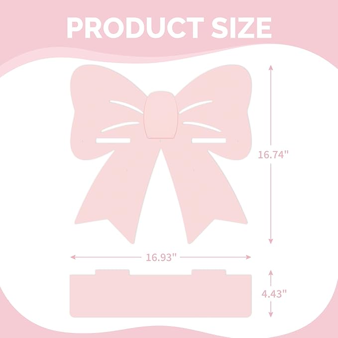 Bow Shaped Floating Shelf with Hooks - Cute Pink Wooden Wall Decor for Girls Nursery & Bedroom, Trinket Display Organizer