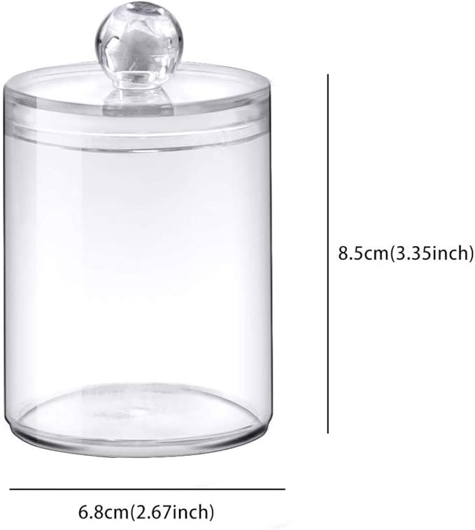 qiuqiu Acrylic Multifunctional Round Receive Box Jewelry Box,Cosmetic Make-up Cotton Swabs Transparent Container Makeup Organizer for Cotton Ball Pad Swabs Make Up Pads -2 pcs