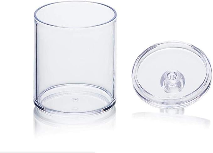 qiuqiu Acrylic Multifunctional Round Receive Box Jewelry Box,Cosmetic Make-up Cotton Swabs Transparent Container Makeup Organizer for Cotton Ball Pad Swabs Make Up Pads -2 pcs