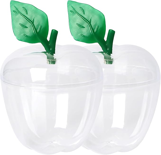 Tevrel Clear Apple Shaped Containers (Pack of 2) – Apple Themed Candy Dish & Cookie Jar Storage, Cute Jars for Teacher Gifts for Christmas, Classroom Holiday Decor & Teacher Basket