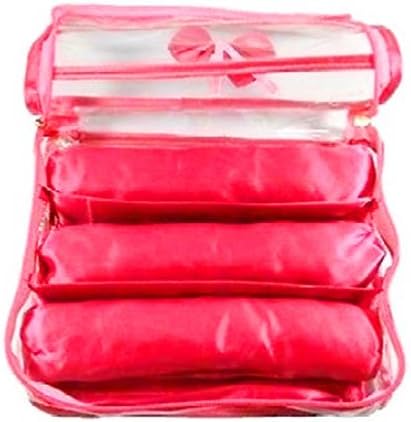 atorakushon Satin 3 Rods Jewellery Bangle Storage Box Chudi Set Organizer Zipper Makeup Pouch Travelling Bag for Women (Pink | Pack of 1)