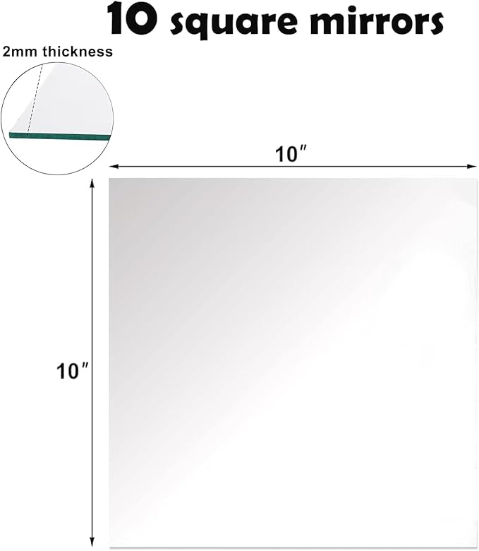 12" Square Mirror Centerpieces for Tables Decorations, 10 Pack Acrylic Square Mirror Tray Candle Plate 2mm Thickness Mirror Centerpiece Table Decorations for Wedding Decorations Party, Wall Decor