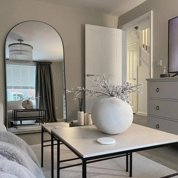 SUNQUEEN 71"×32" Mirror Full Length, Arched Full Length Mirror with Stand, Standing Floor Mirror Wall, Hanging or Leaning Large Full Body Mirrors for Bedroom Living Room (Black)