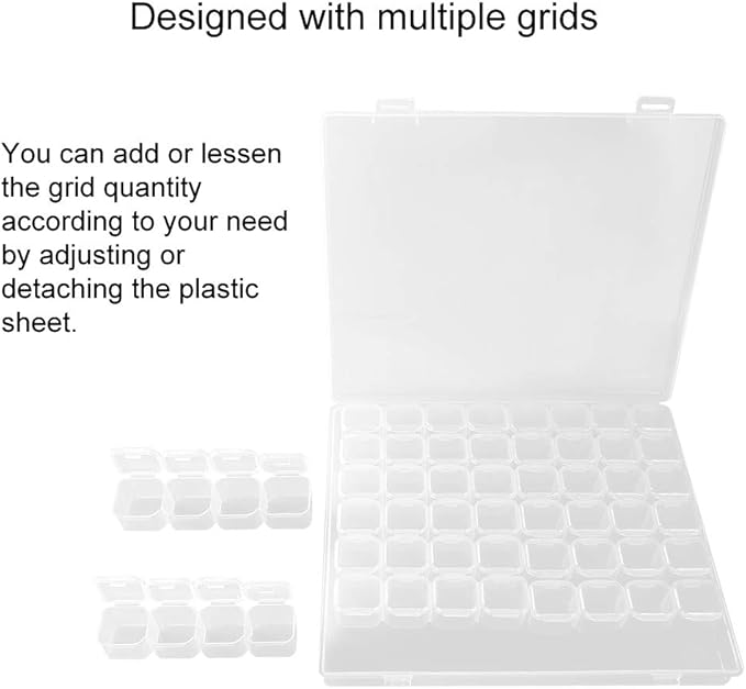 Grid Organizer Box, 56 Slots Plastic Nail Art Accessory Decorations Jewelry Storage Organizer Box